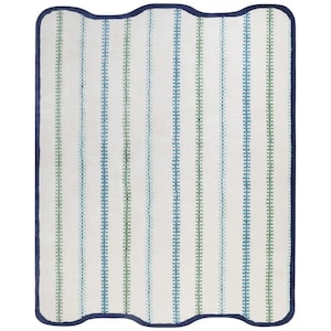 Hand Tufted Striped Rug Blue Multicolor/Rainbow Color Irregular Design Made to Order (In Any Size!)Modern Design rug/large area runner,