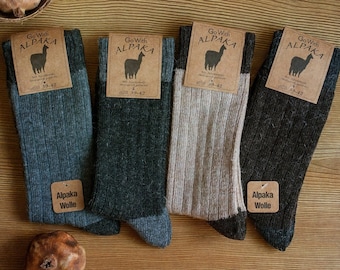 Alpaca Thermal Hiking Wool Socks for Women and Men - 2 PAIRS - Thick Knitted - Cozy Gift for Cold Winter Weather