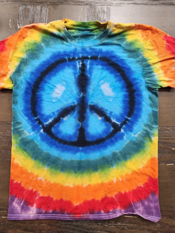 トップス 00s Used \"Peace Dyed Patch T-Shirt\" vintage 90s PEACE SYMBOL TIE-DYE T-Shirt MEDIUM soft sign