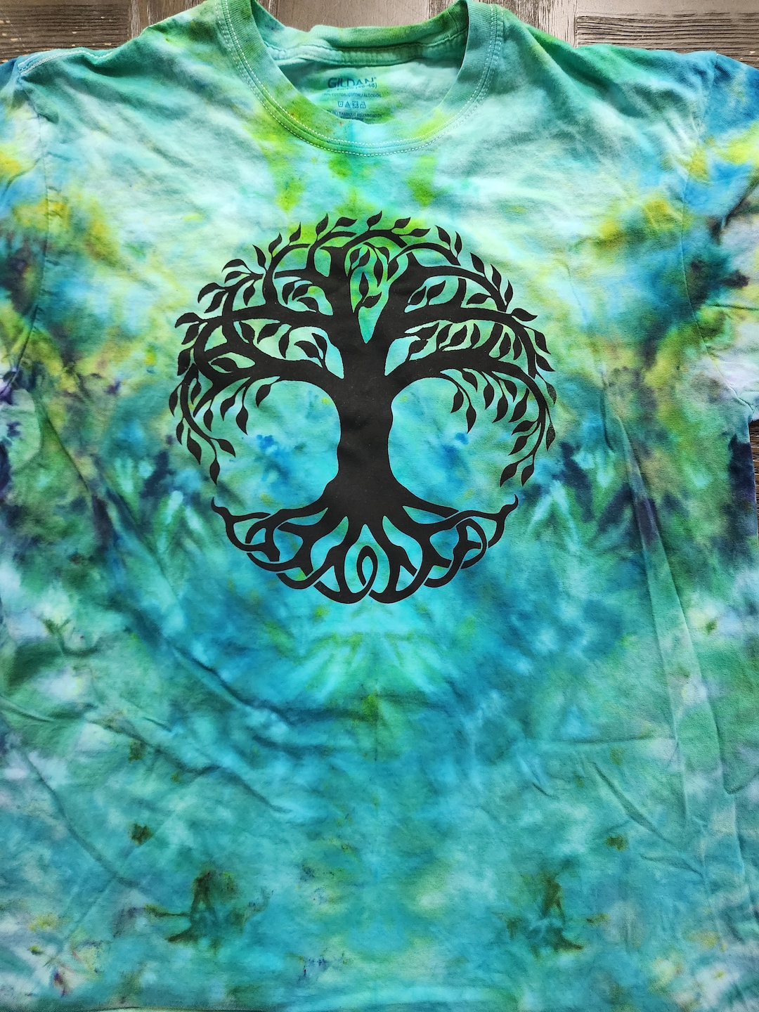 Tree of Life Fractal Tie Dye Flared Leggings Red