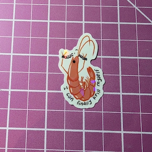 Finalmente posso farmi il krill da solo - Adesivo olografico in vinile da 2" a forma di gambero
