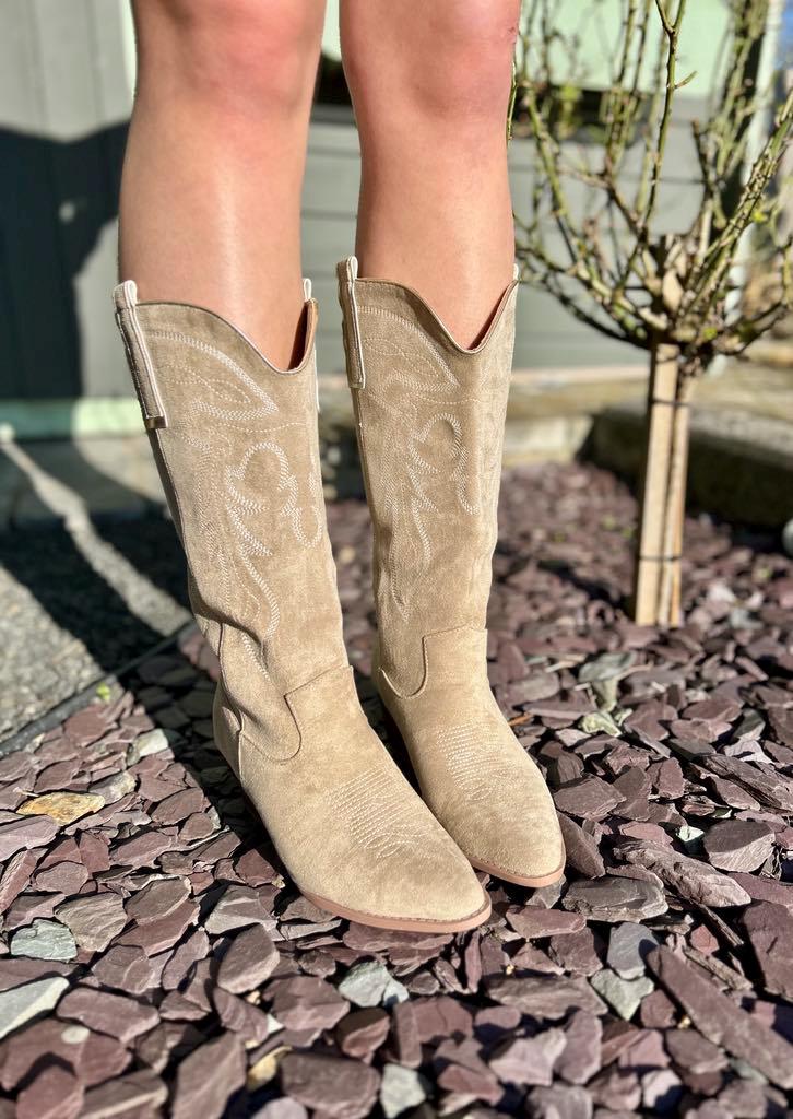 Boots Cowboy Santiag Western Femme Cuir - Boots Talon Large