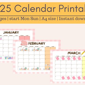 Calendar 2025 Printable, Kids Calendar 2025, Printable Calendar ...