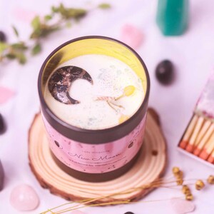 New Moon Candle | Black Moonstone Candle | Soy Wax Scented Candle Perfect for Shadow Work | Moon Ritual Candle
