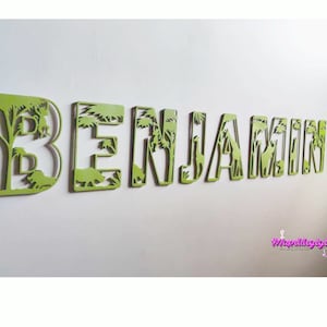 Letra do alfabeto da selva/safári - Nome da criança - decoração - Letra do alfabeto de animais da selva/savana/safári - Decoração personalizada