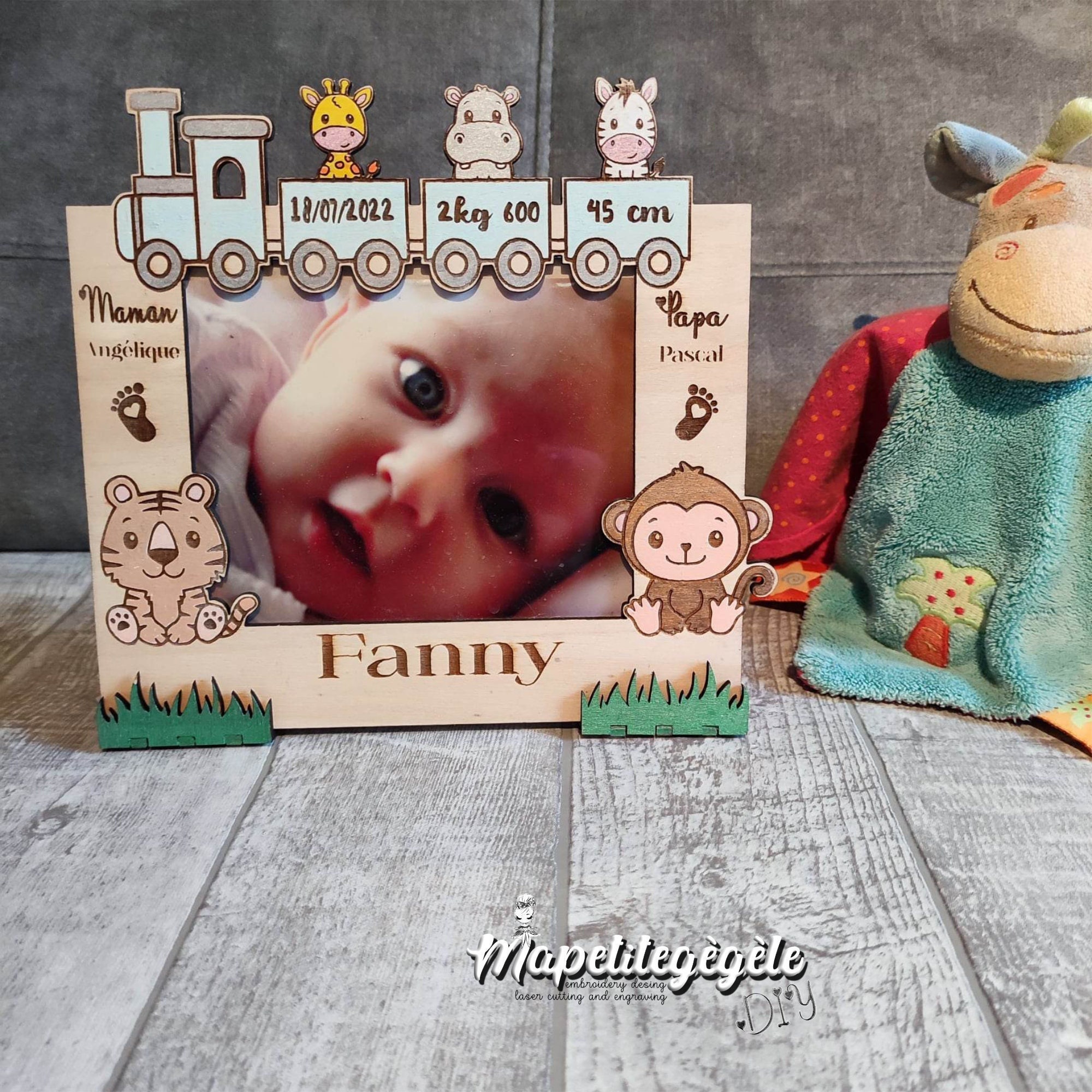 Personalized Baby Photo Frame Little Train of Savannah Animals ...