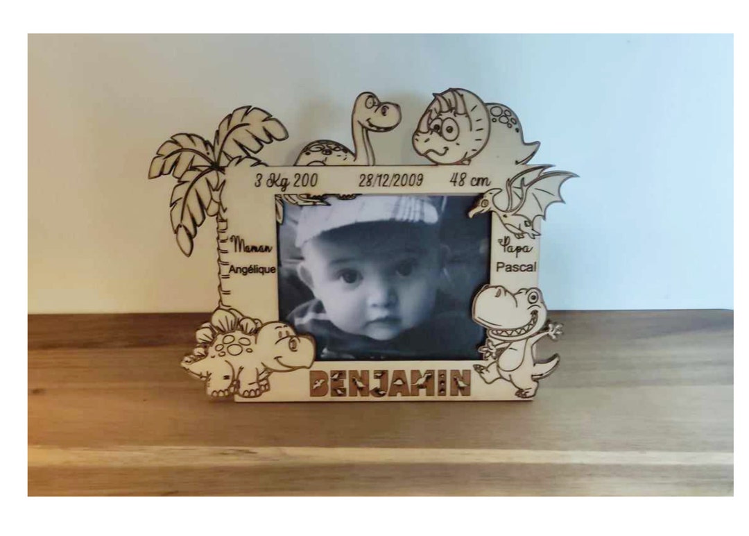 Personalized Baby Photo Frame on the Theme of Dinosaurs Original Birth ...