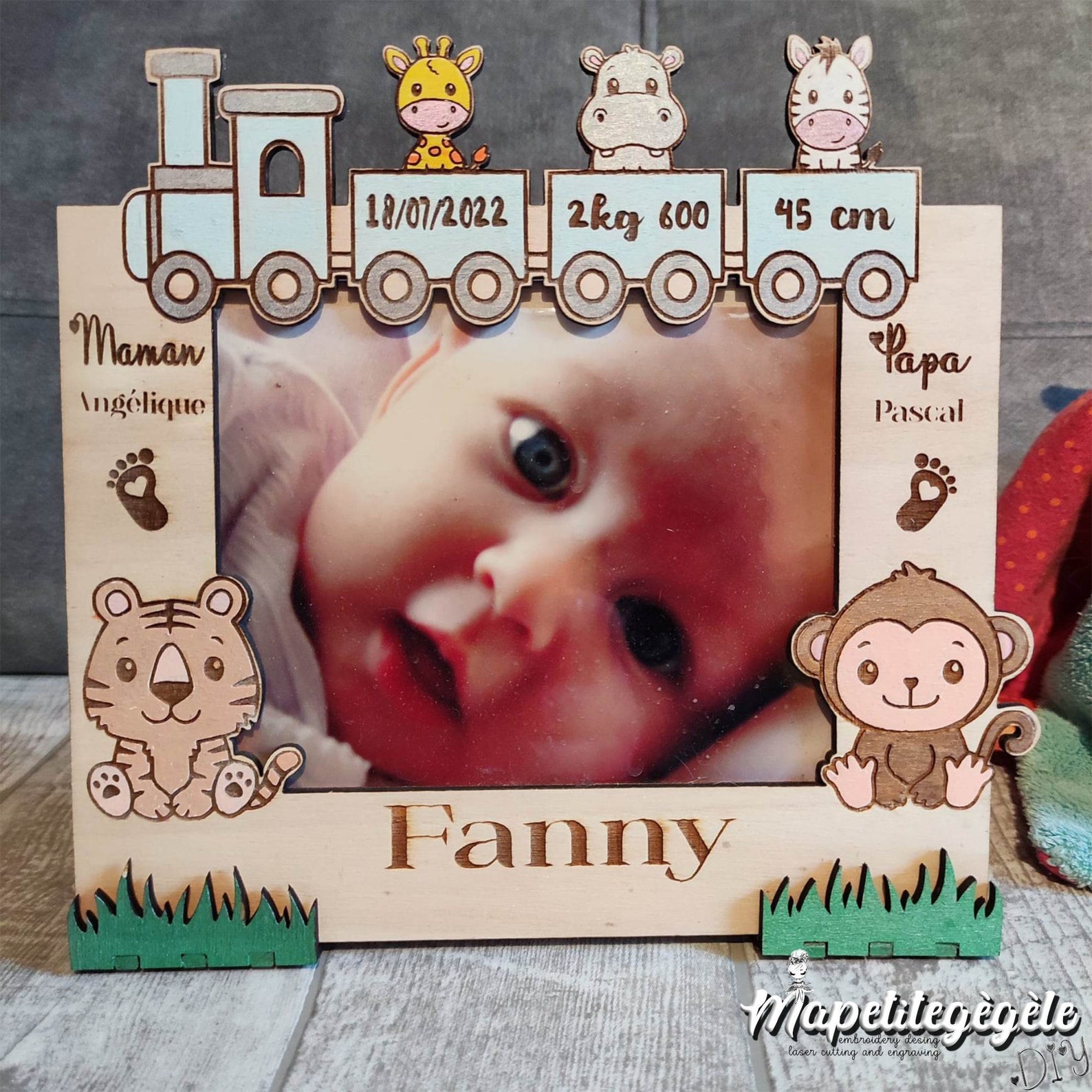Personalized Baby Photo Frame Little Train of Savannah Animals ...