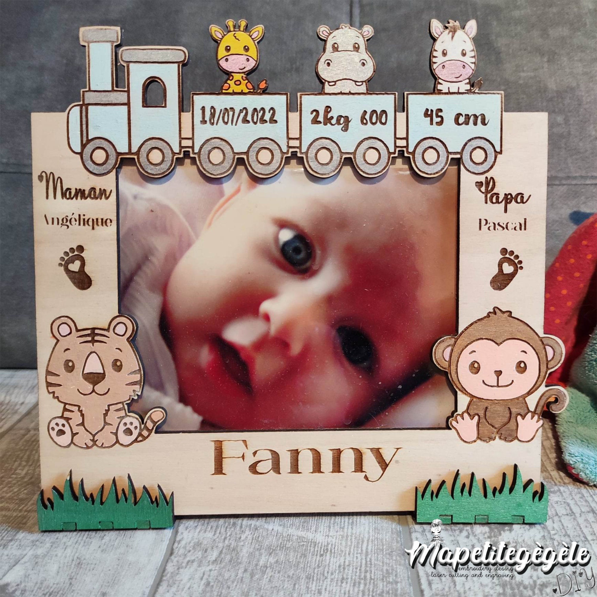 Personalized Baby Photo Frame Little Train of Savannah Animals ...