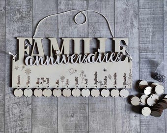 Personalized wooden birthday calendar, Birthday board, Family birthdays, Grandparents gift, Christmas gift, gift