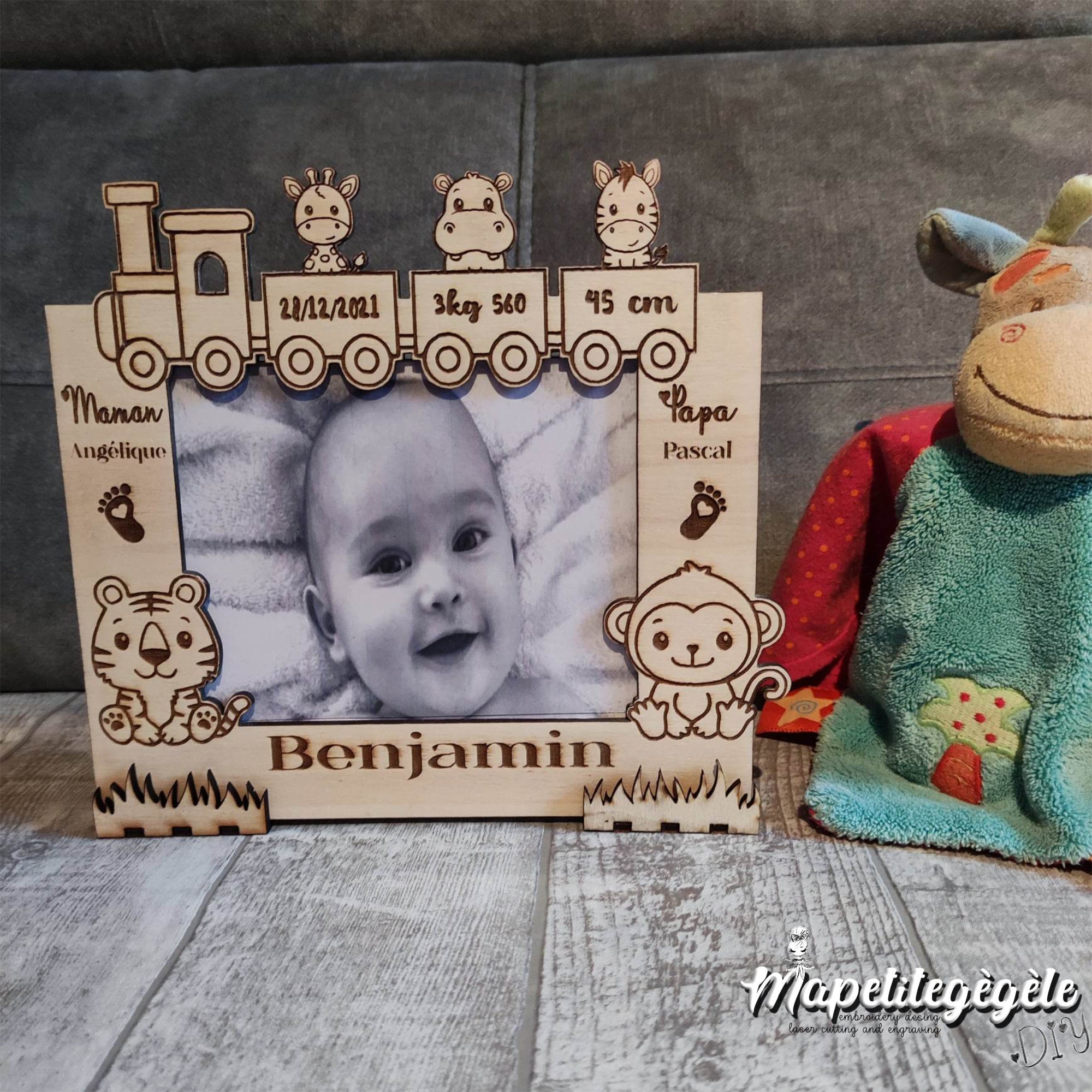 Personalized Baby Photo Frame Little Train of Savannah Animals ...
