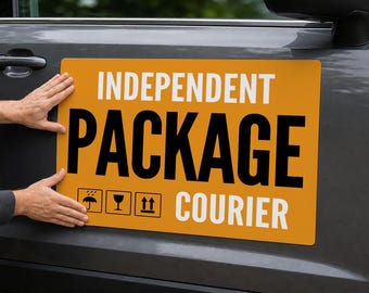 Independent Package Courier Car Door Magnet, Delivery Driver Vehicle Sign