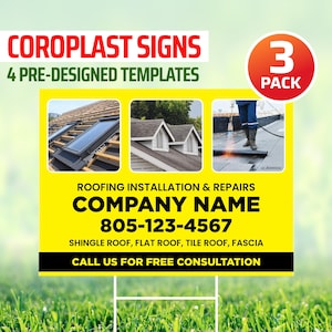 Coroplast Signs for Construction Contractors (Pack of 3) - Double-Sided  Printing, 4 Designs to choose from
