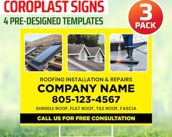 Coroplast Signs for Construction Contractors (Pack of 3) - Double-Sided  Printing, 4 Designs to choose from