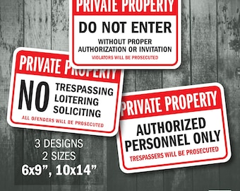 Private Property Signs – Do Not Enter / No Entry, Waterproof Outdoor Vinyl, Durable PVC, Easy Install Warning for Home or Business