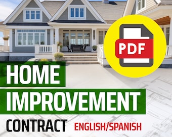 Fillable PDF Home Improvement Contract (California) English & Spanish for Remodeling Contractors | Printable Legal Size Form