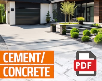 May include: A modern home with a concrete driveway and landscaping. The text "CEMENT/CONCRETE" is in the foreground, along with a PDF icon.