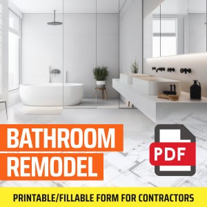 Fillable PDF BATHROOM Addendum for Remodeling Contractors | Printable Legal Size Form
