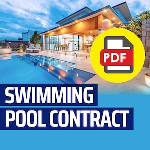 Fillable PDF Swimming Pool Construction Contract Pack for Remodeling Contractors | Printable Legal Size Multi-page Form