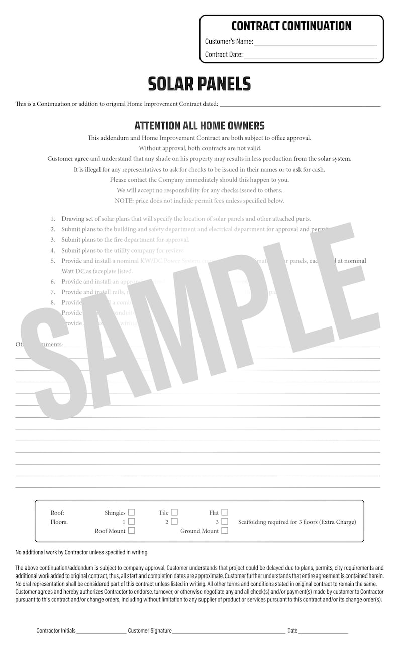 Fillable PDF SOLAR Addendum for Remodeling Contractors | Printable ...