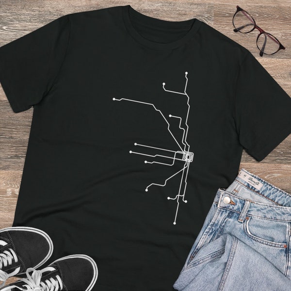 Chicago L Path, Subway Map Organic T-shirt // Unisex CTA Subway Path, Chicago Shirt