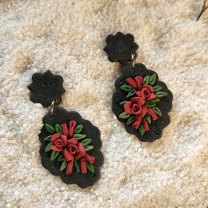 Love thee Eternally Blood Rose Dangle earrings