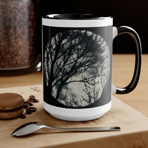 15oz - Two-Tone Tree Silhouette Moon Coffee Mug