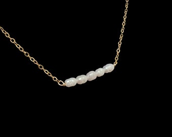 Dainty Freshwater Pearl Necklace, 18k Gold Plated Sterling Silver