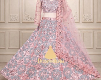 Embroidered Silk Lehenga Choli: Indian Wedding Outfit, XXL