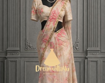 Beige color Designer saree | Ready to Wear Saree | Embroidered work | Saree With Stitched Blouse | Saree |Sarees for Women |party wear saree