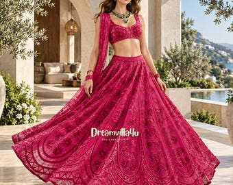 Magenta Designer Lehanga Choli For Women, Wedding lehenga Mehendi wear Party Wear Lehanga, Stitched Lehenga Choli, Ready To Wear Lehengas