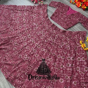 Rust Pink Lehenga choli for Women indian Designer Wedding Wear Chaniya choli Georgette Fabric sequence Work Lengha Function Wear lehengas