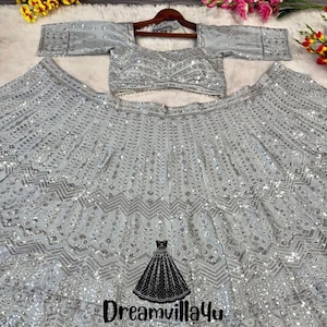 Grey Color Lehenga Choli For Women Indian Party Wear Designer Lengha Choli Wedding Sangeet Festive Bridesmaids Ready To Wear Ghagra Choli