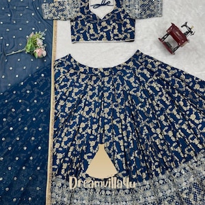 Blue Lehenga choli for Women indian Designer Wedding Wear function Wear party Wear chaniya choli Bollywood Lengha indian custom outfits