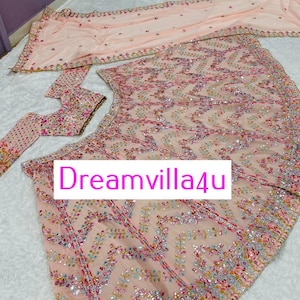 Peach Lehenga choli for Women indian Designer Wedding Wear function Wear party Wear chaniya choli Bollywood Lengha indian custom outfits