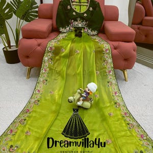 Sari estilo celebridad de Bollywood, Sari con lentejuelas, Sari de diseñador Manish Malhotra, Sari para bodas, Sari para fiestas, Sari indio