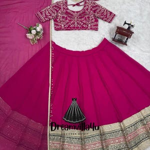 Pink Lehenga choli for Women Top Quality Georgette fabric Chaniya choli For Girls Wedding Wear function Wear Party Wear custom lengha choli