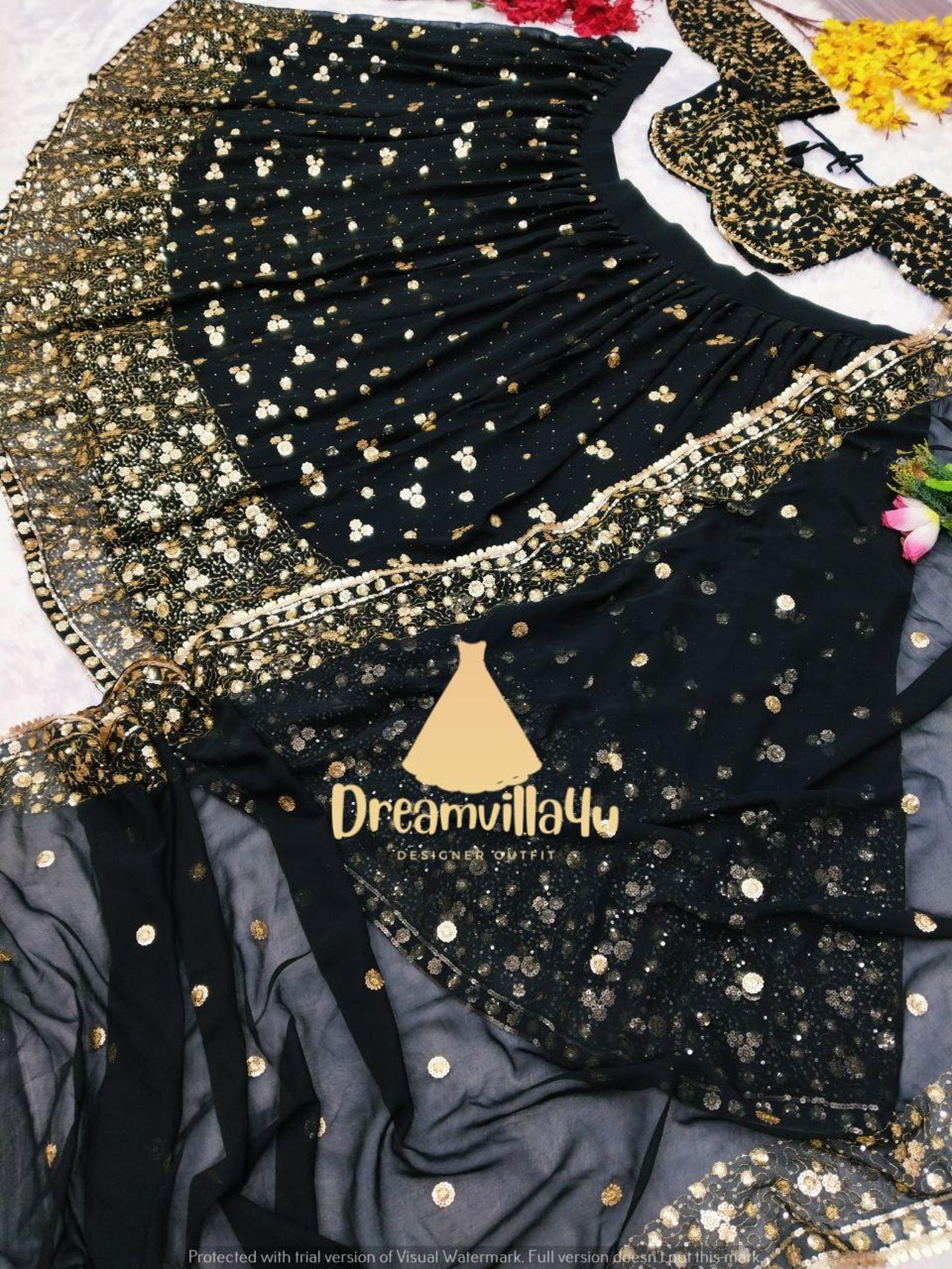 Black Color Lehenga Choli Set Thread & Sequence Embroidery Fully — free download