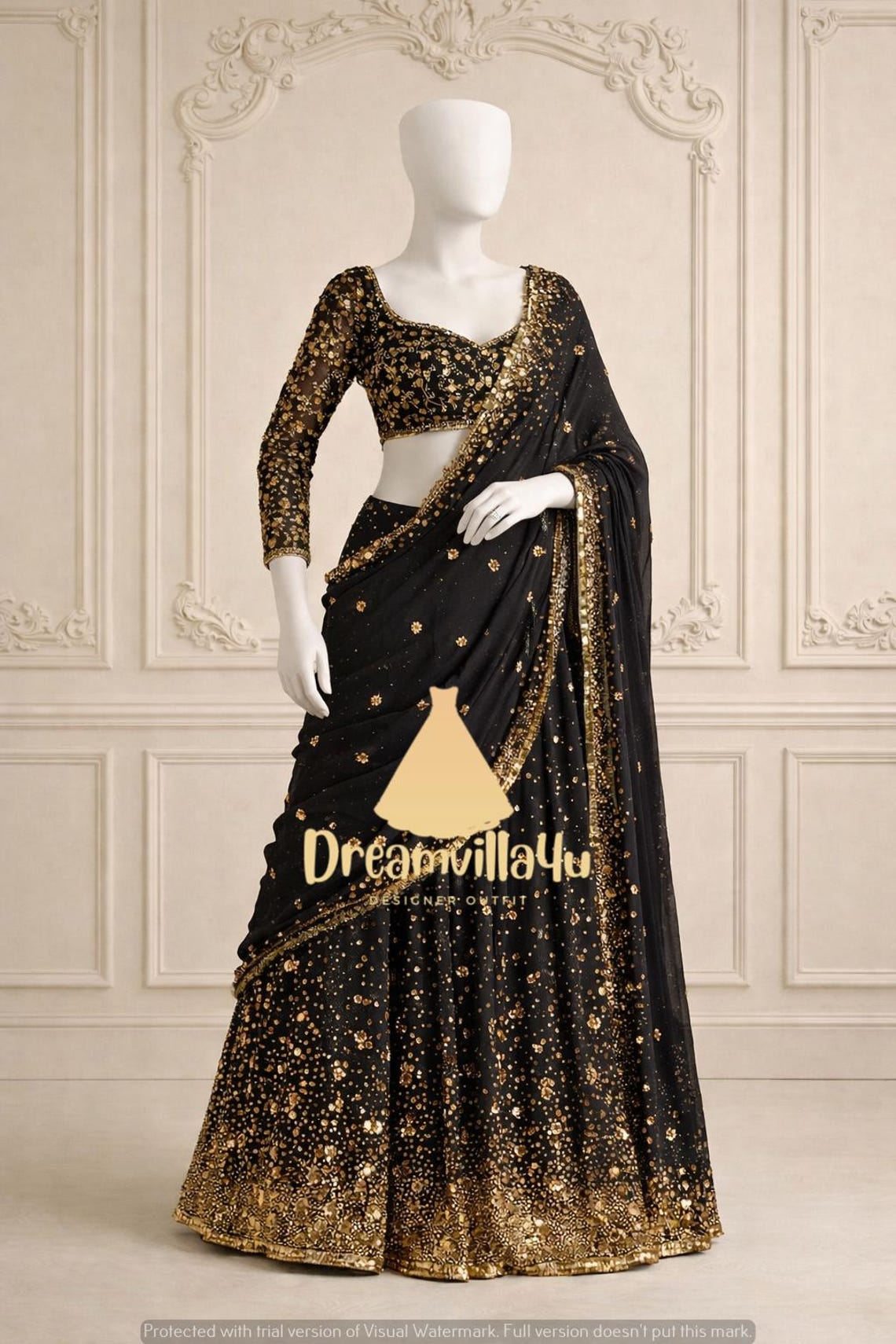 Black Color Lehenga Choli Set Thread & Sequence Embroidery Fully — free download