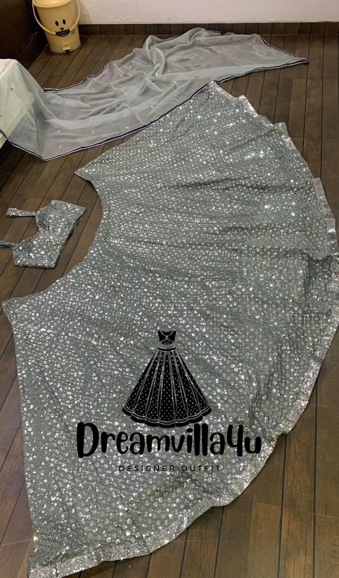 Grey Cotton Lehenga Choli main image 1