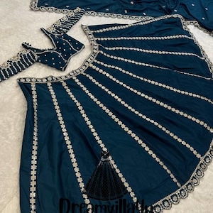 Teal Color Lehenga Choli For Women Indian Designer Wedding Wear Party Wear Function Wear Reception Wear chaniya choli bollywood Style lengha