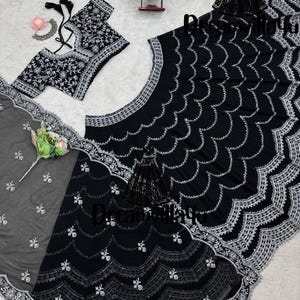 Indian Designer Black Lehenga choli for women Wedding sangeet wear lehenga Full Stitched Sequins Bridesmaids Ready To Wear Partywear Outfit