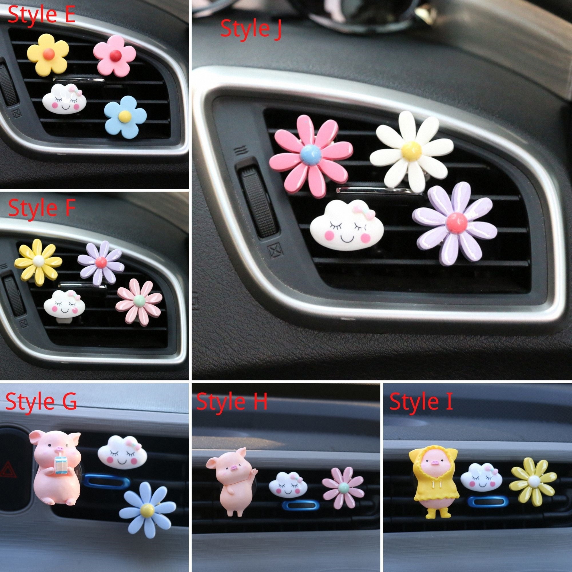 2 Pcs Strawberry Cute Flower Car Accessories Decor Teens Interior Rear View  Mirror Hanging Charm Fruit Decoration for Women Gift for Her 