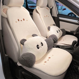 Fluffy Bear Car Accessories Cute Car Seat Covers Set for Women Car