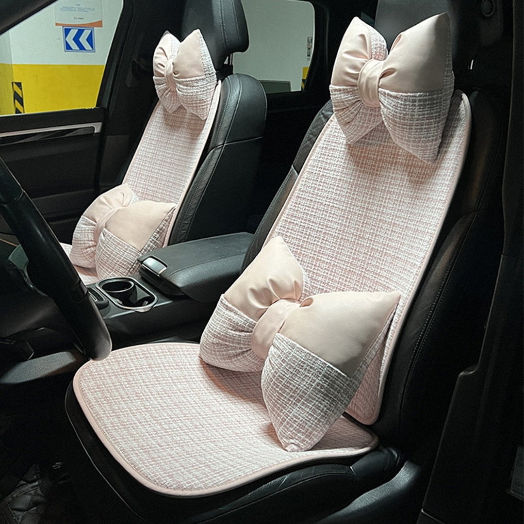 Cute Pink Car Seat Cover Set for Women Kawaii Car Accessories for Girls
