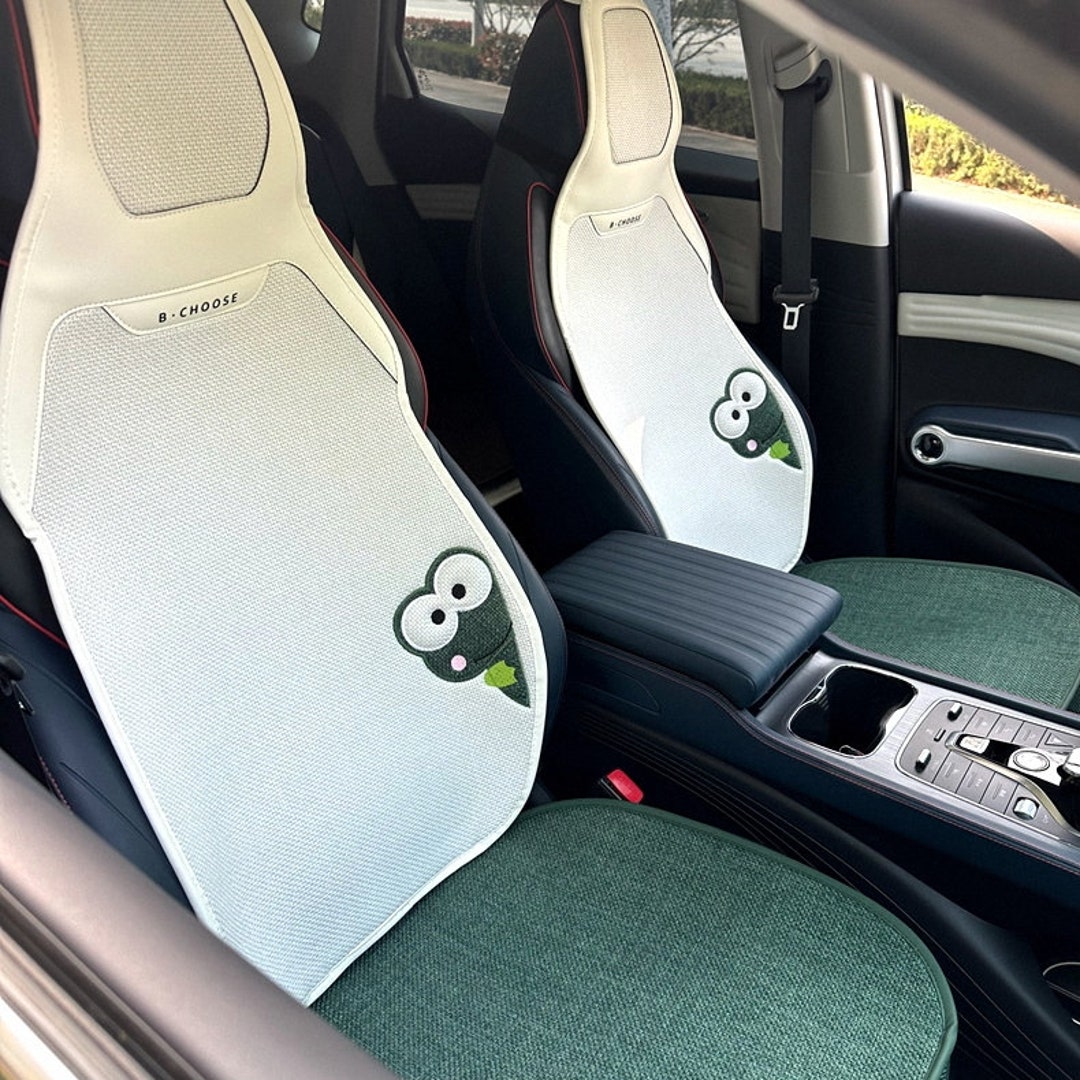 Cute Frog Car Seat Covers Set for Women Breathable Cotton Line Car