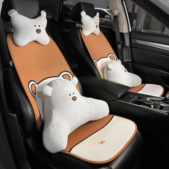 Fluffy Bear Car Accessories Cute Car Seat Covers Set for Women Car