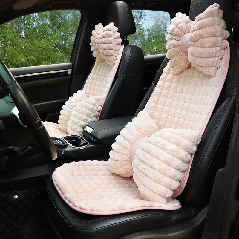 Flauschig Rosa Auto Sitzbezüge Set Süßes Autozubehör für Frauen