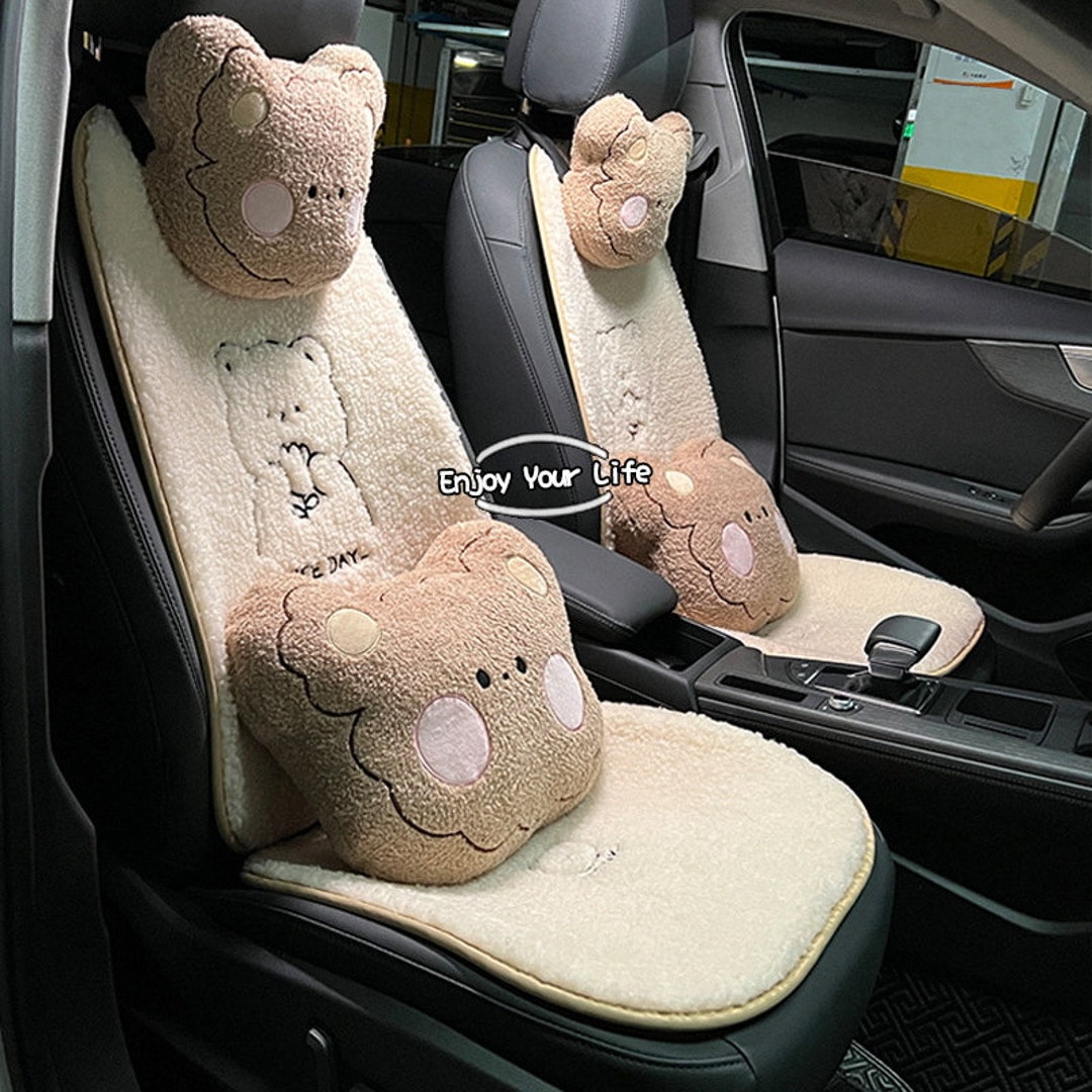 1pc Short Plush Car Seat Cushion Without Backrest, Winter Embroidery Car  Pad For Single Driver Or Rear Seats