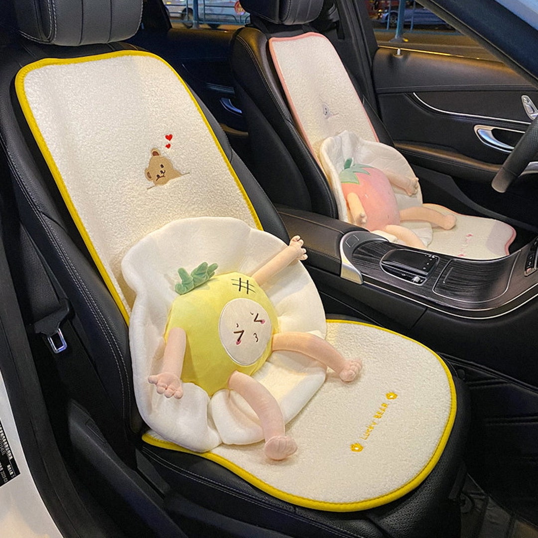 Cute Fluffy Car Seat Covers Set for Women Car Cushions Auto Interior ...